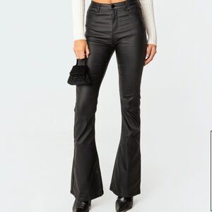 EDIKTED Luna Faux Leather Black Flared Pants